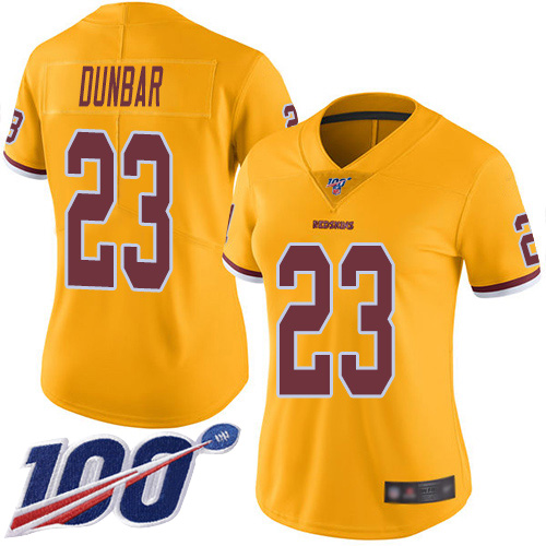 Washington Redskins Limited Gold Women Quinton Dunbar Jersey NFL Football #23 100th Season Rush
